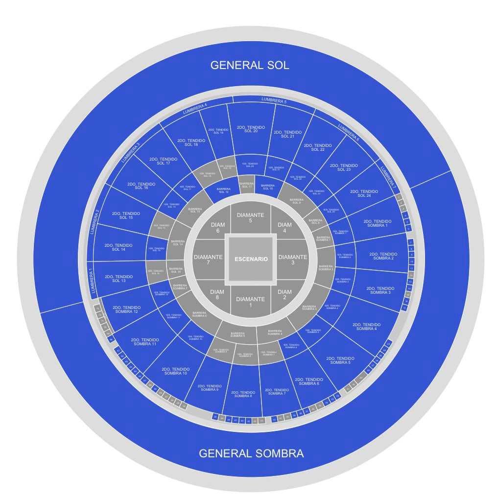 Mapa del recinto; las zonas serán actualizadas a la brevedad